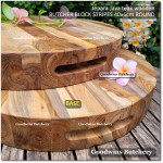Cutting board butcher block STRIPES ROUND 40x6cm +/-5.4kg talenan kayu jati Jepara